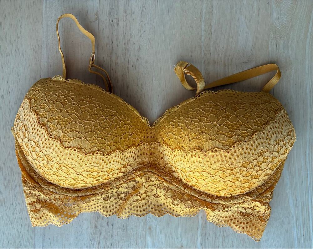 Xhilaration Bralette Padded Pushup Yellow Lace 34C